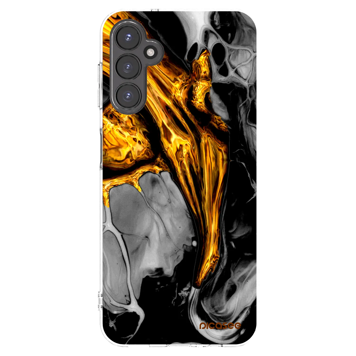 Picasee átlátszó szilikon tok az alábbi mobiltelefonokra Samsung Galaxy A14 4G A145R - Black Gold