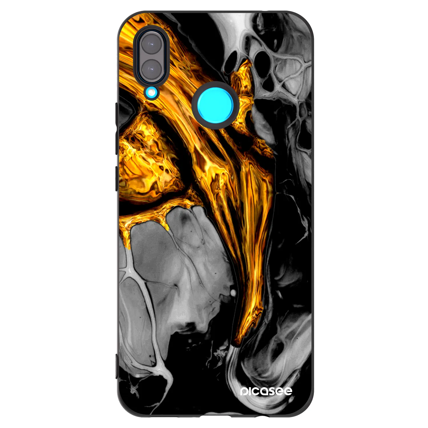 Picasee fekete szilikon tok az alábbi mobiltelefonokra Huawei Nova 3i - Black Gold