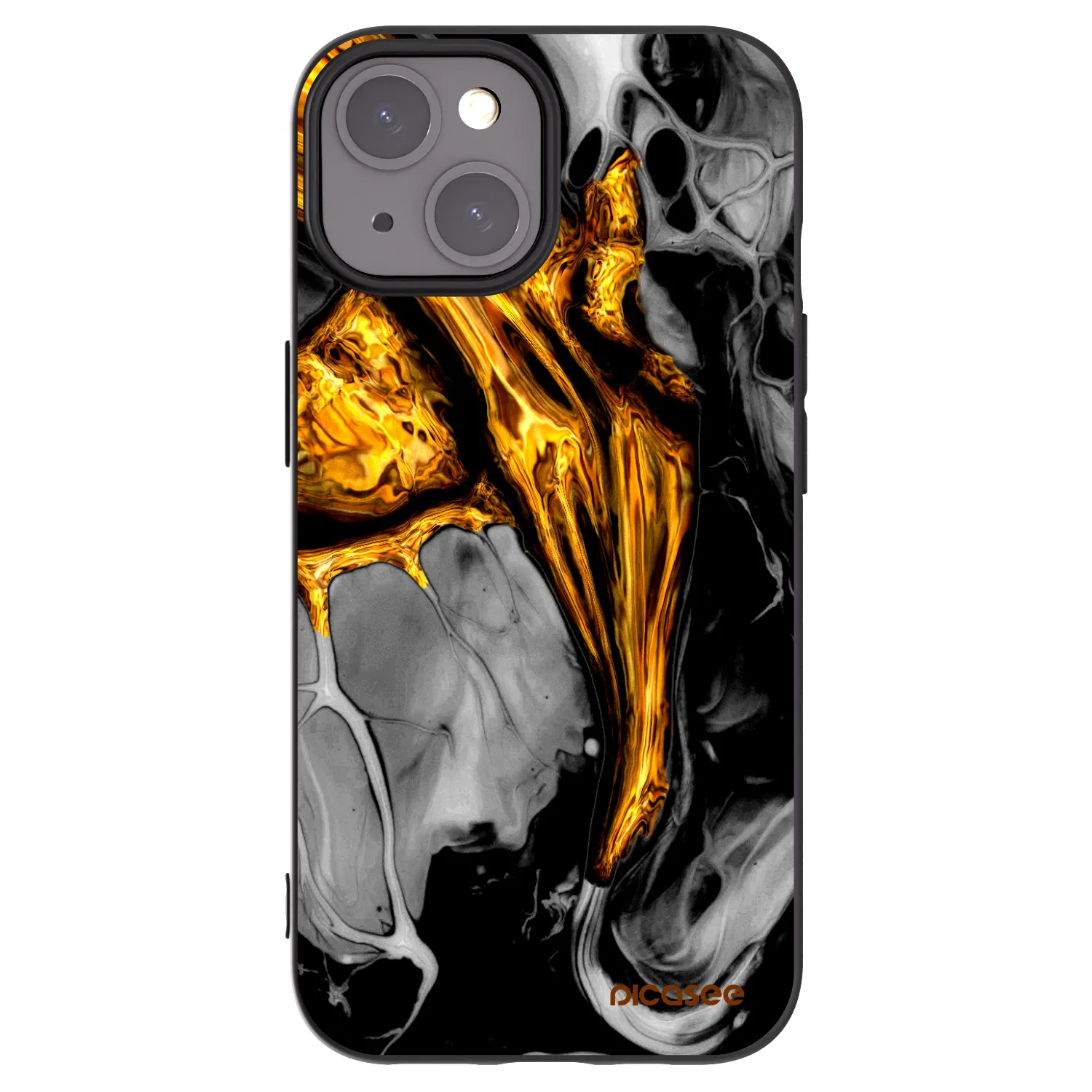Picasee fekete szilikon tok az alábbi mobiltelefonokra Apple iPhone 15 - Black Gold