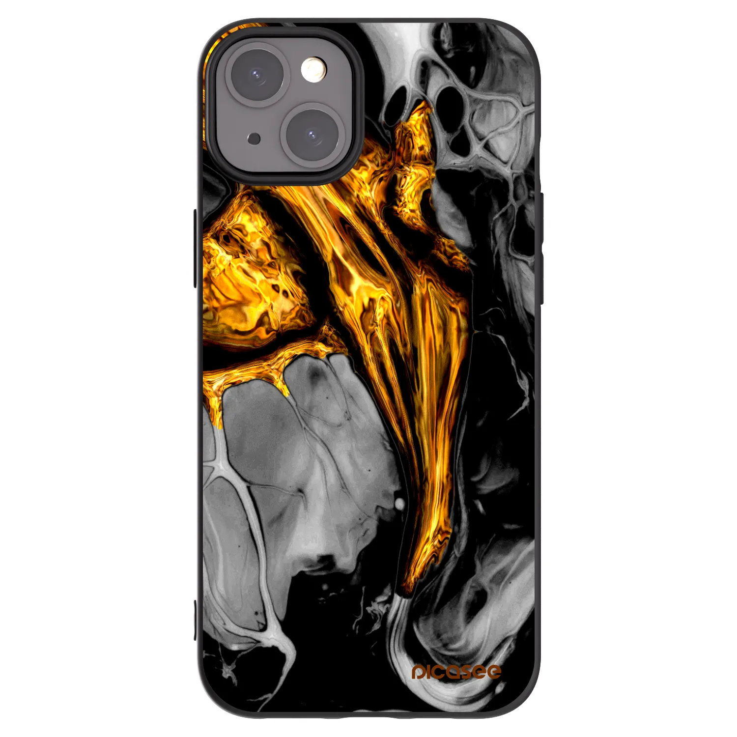 Picasee fekete szilikon tok az alábbi mobiltelefonokra Apple iPhone 15 Plus - Black Gold