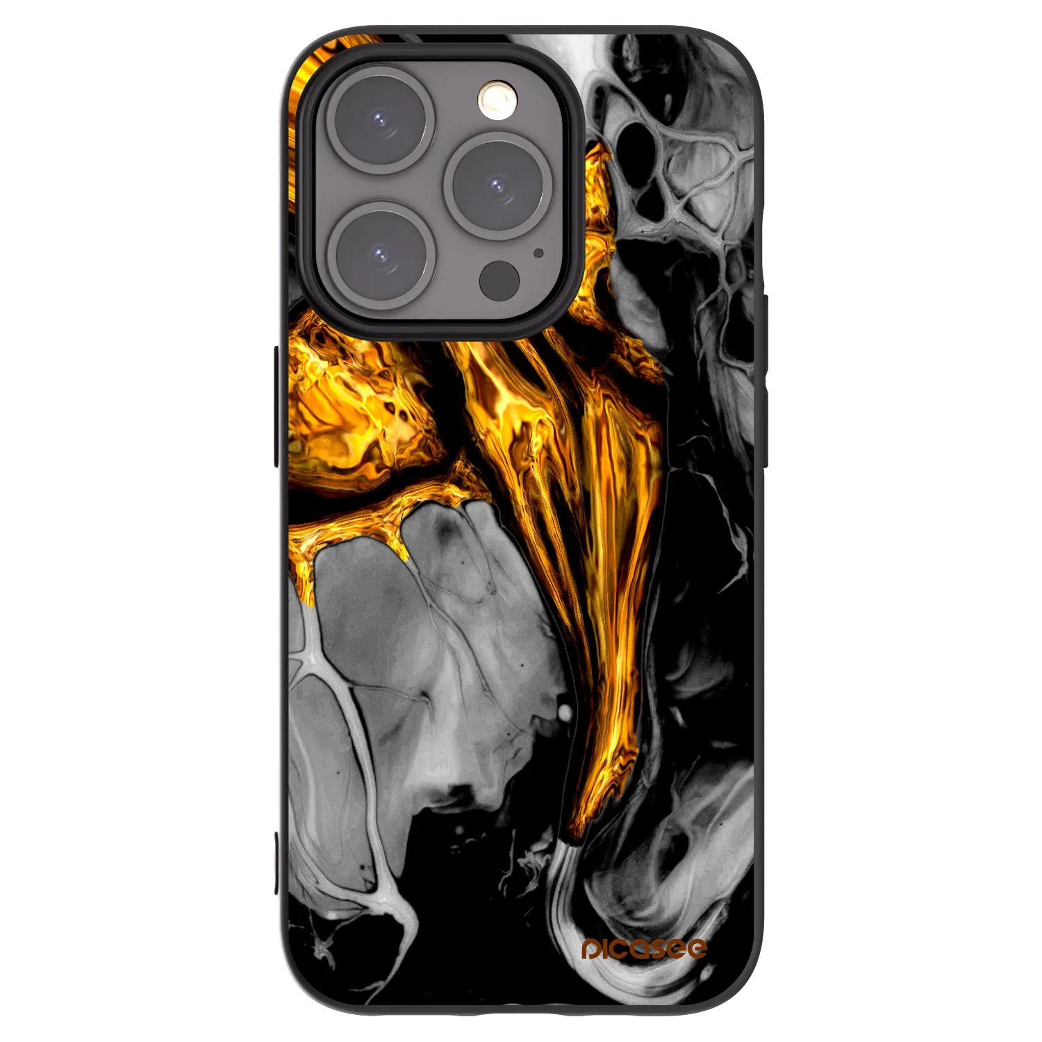 Picasee fekete szilikon tok az alábbi mobiltelefonokra Apple iPhone 15 Pro - Black Gold