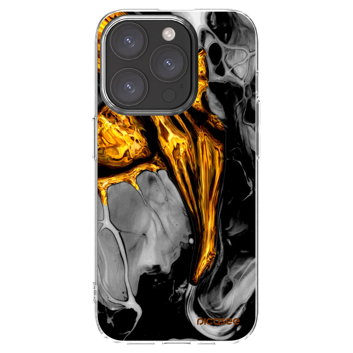 Picasee átlátszó szilikon tok az alábbi mobiltelefonokra Apple iPhone 15 Pro - Black Gold