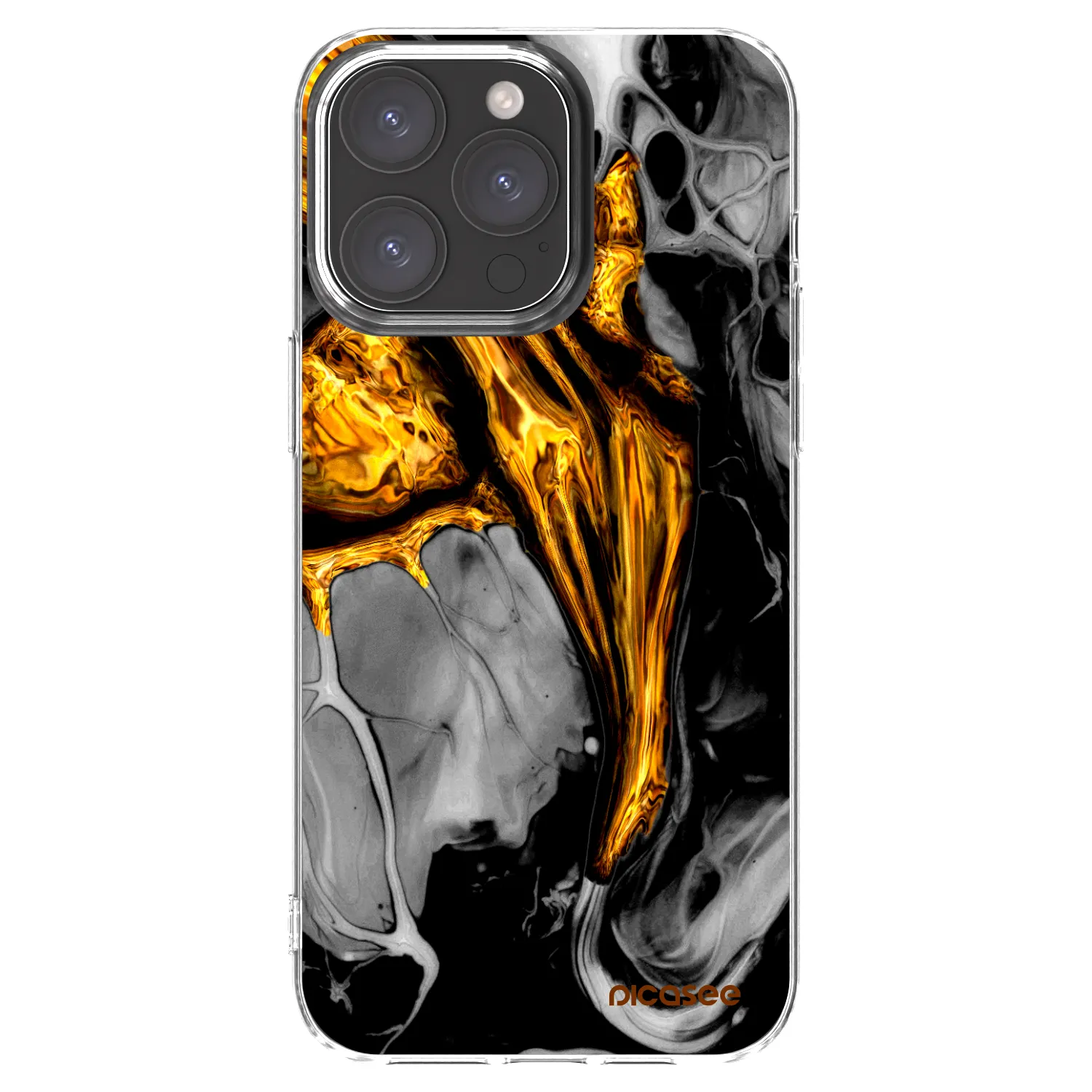 Picasee átlátszó szilikon tok az alábbi mobiltelefonokra Apple iPhone 15 Pro Max - Black Gold