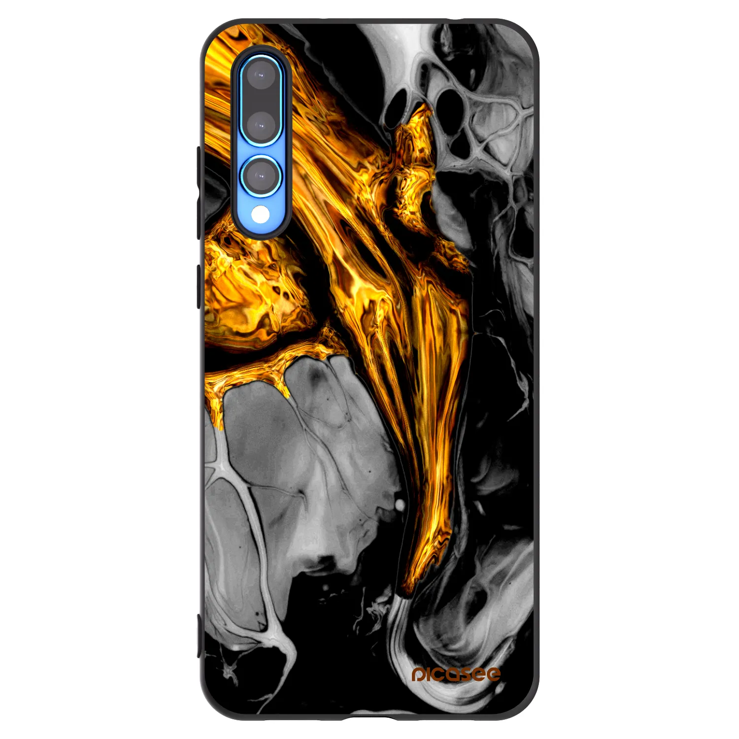 Picasee fekete szilikon tok az alábbi mobiltelefonokra Huawei P20 Pro - Black Gold
