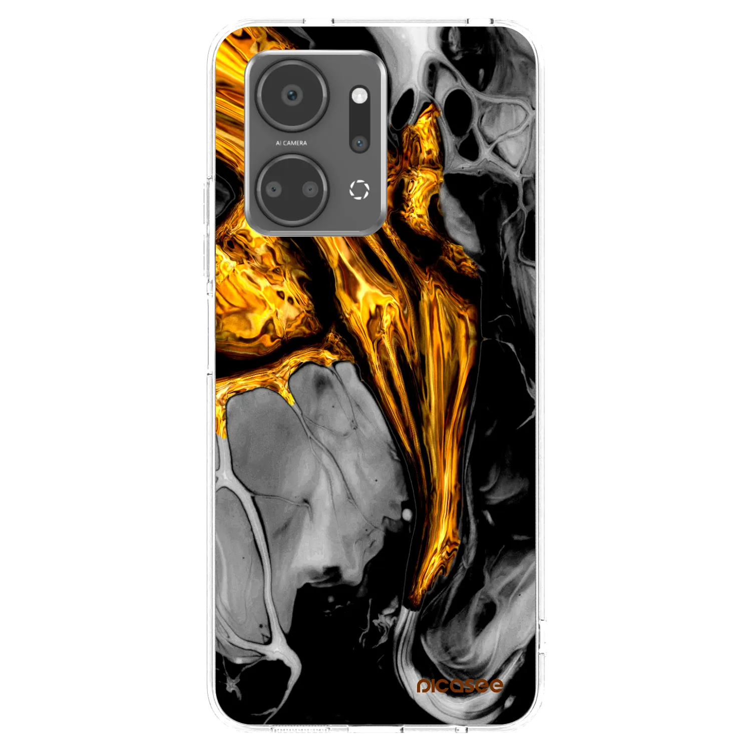 Picasee átlátszó szilikon tok az alábbi mobiltelefonokra Honor X7a - Black Gold