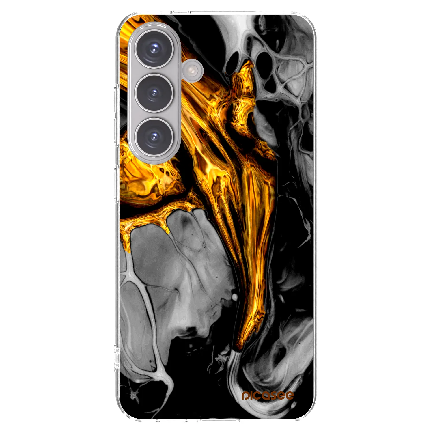 Picasee átlátszó szilikon tok az alábbi mobiltelefonokra Samsung Galaxy S24 S921B 5G - Black Gold