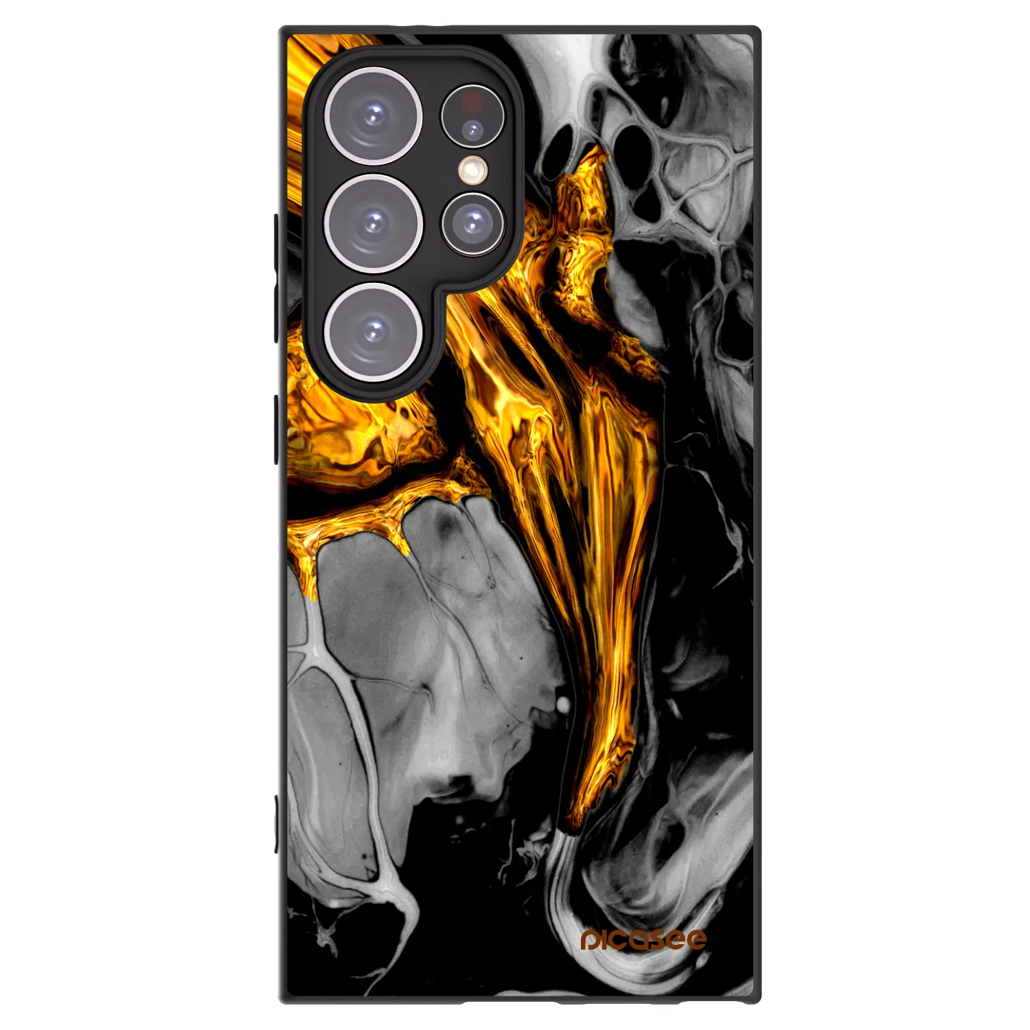 Picasee fekete szilikon tok az alábbi mobiltelefonokra Samsung Galaxy S24 Ultra S928B 5G - Black Gold