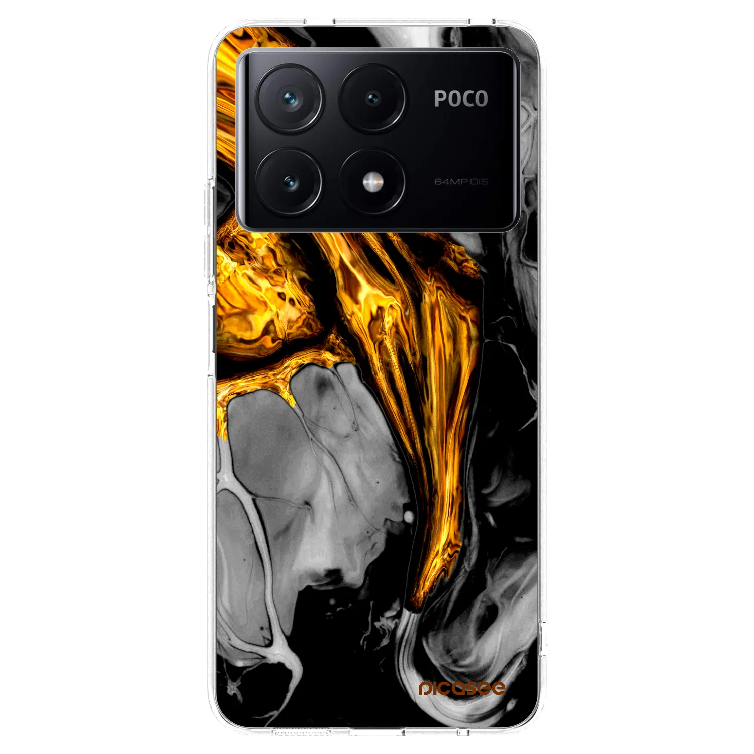 Picasee átlátszó szilikon tok az alábbi mobiltelefonokra Xiaomi Poco X6 Pro - Black Gold