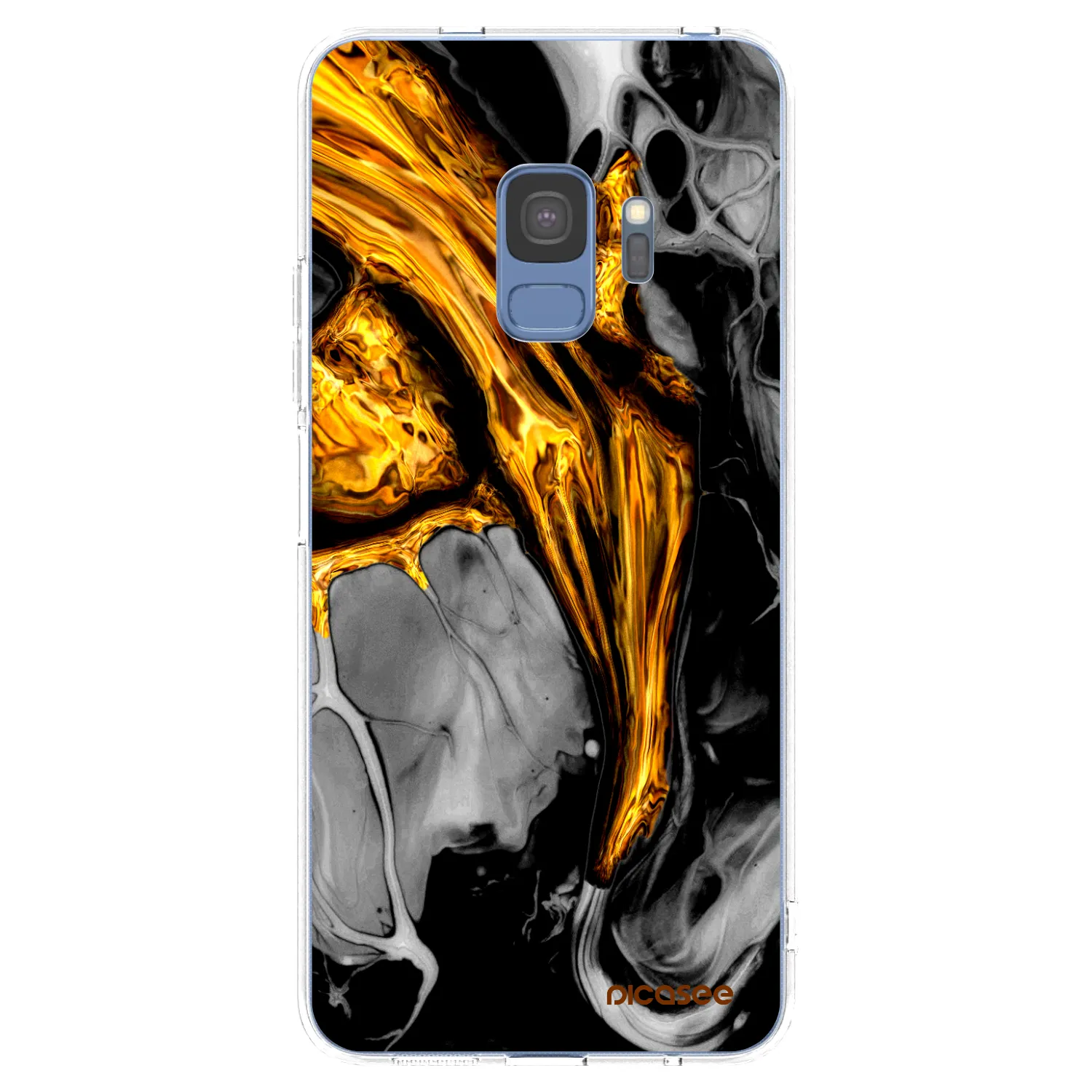 Picasee átlátszó szilikon tok az alábbi mobiltelefonokra Samsung Galaxy S9 G960F - Black Gold