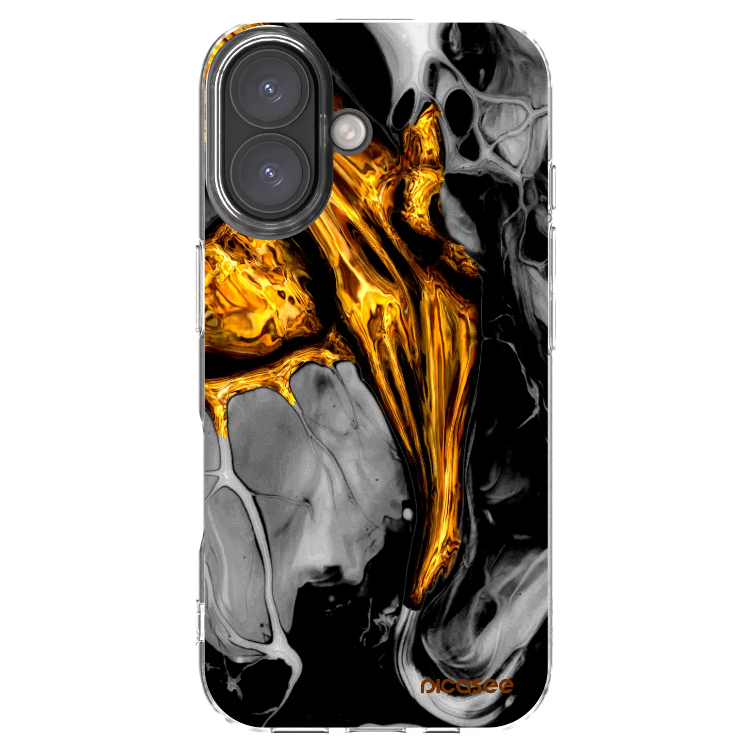 Picasee átlátszó szilikon tok az alábbi mobiltelefonokra Apple iPhone 16 - Black Gold