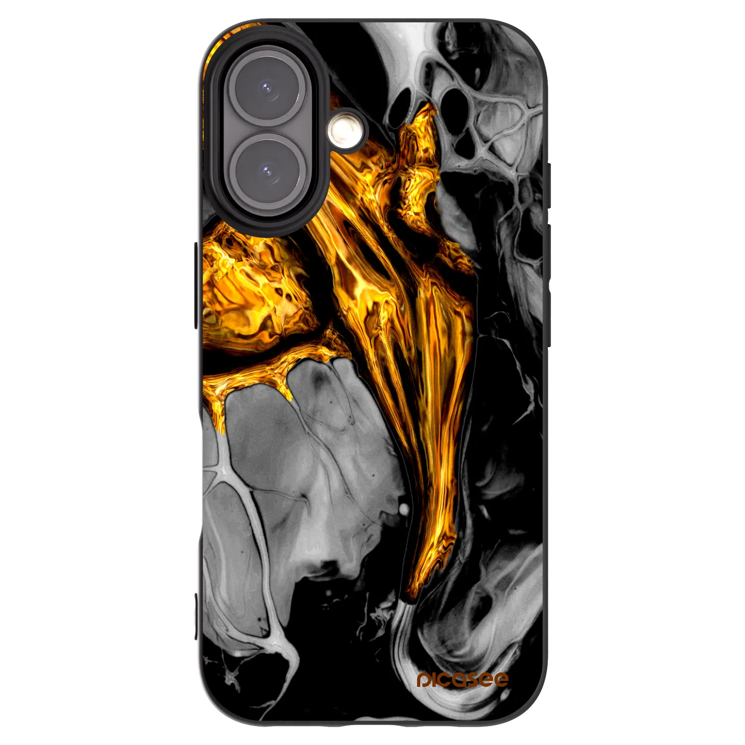 Picasee fekete szilikon tok az alábbi mobiltelefonokra Apple iPhone 16 - Black Gold