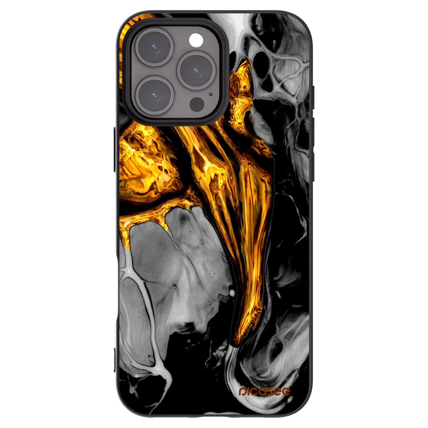 Picasee fekete szilikon tok az alábbi mobiltelefonokra Apple iPhone 16 Pro Max - Black Gold