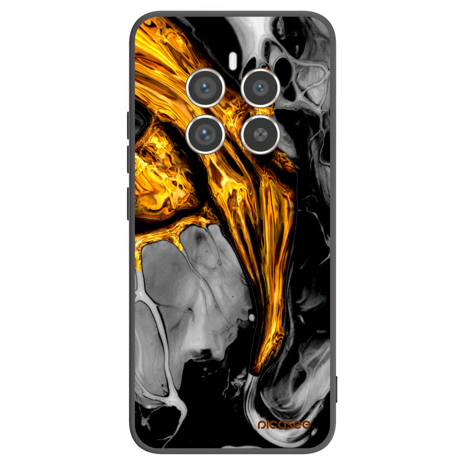 Picasee fekete szilikon tok az alábbi mobiltelefonokra Realme 12 Pro 5G - Black Gold