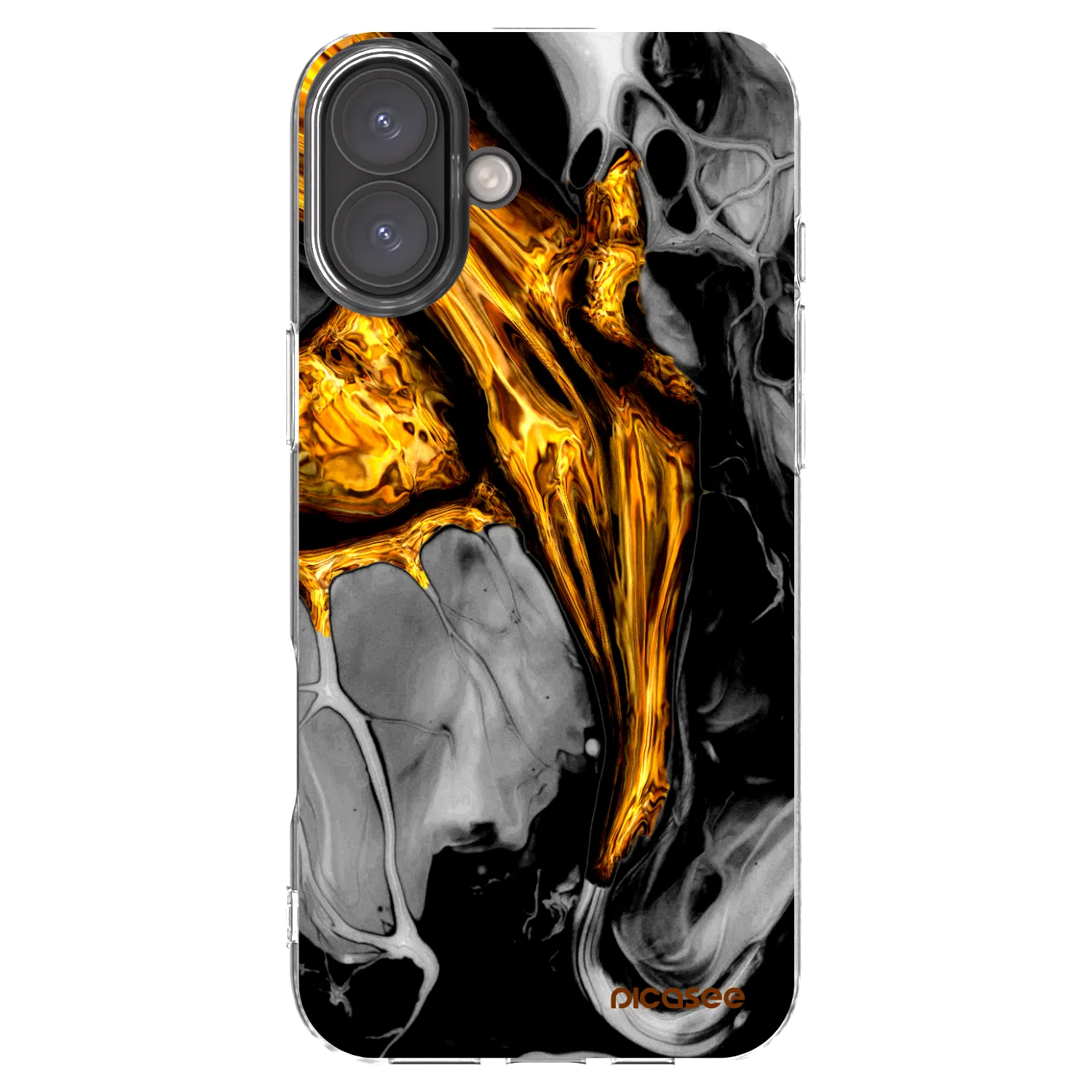 Picasee átlátszó szilikon tok az alábbi mobiltelefonokra Apple iPhone 16 Plus - Black Gold