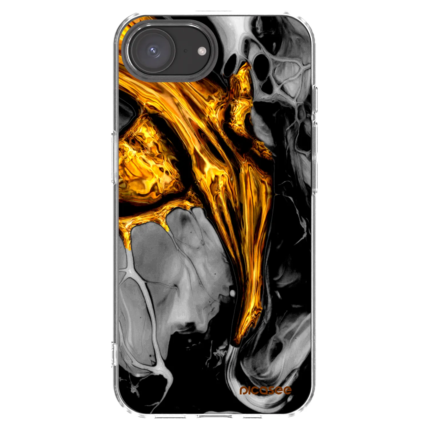 Picasee átlátszó szilikon tok az alábbi mobiltelefonokra Apple iPhone 16e - Black Gold