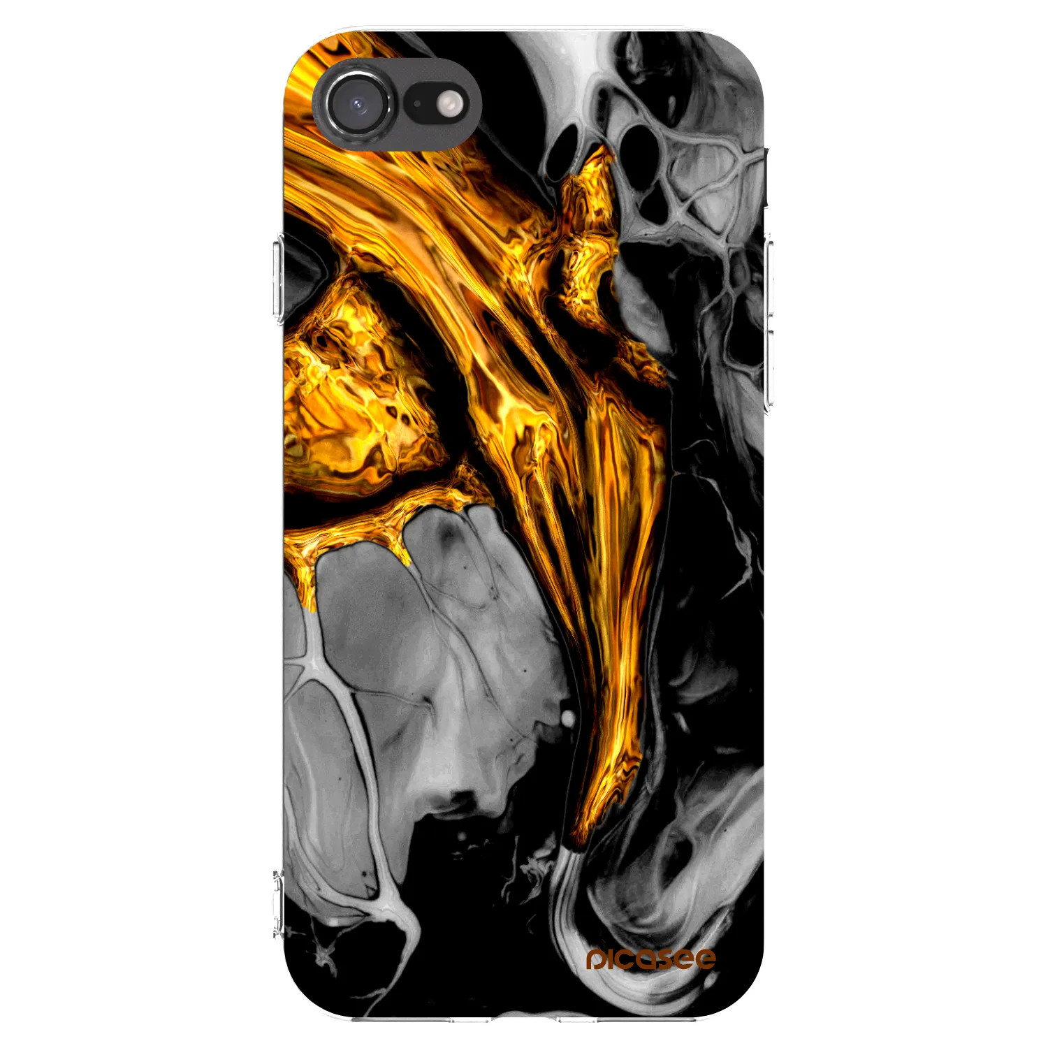 Picasee átlátszó szilikon tok az alábbi mobiltelefonokra Apple iPhone 7 - Black Gold