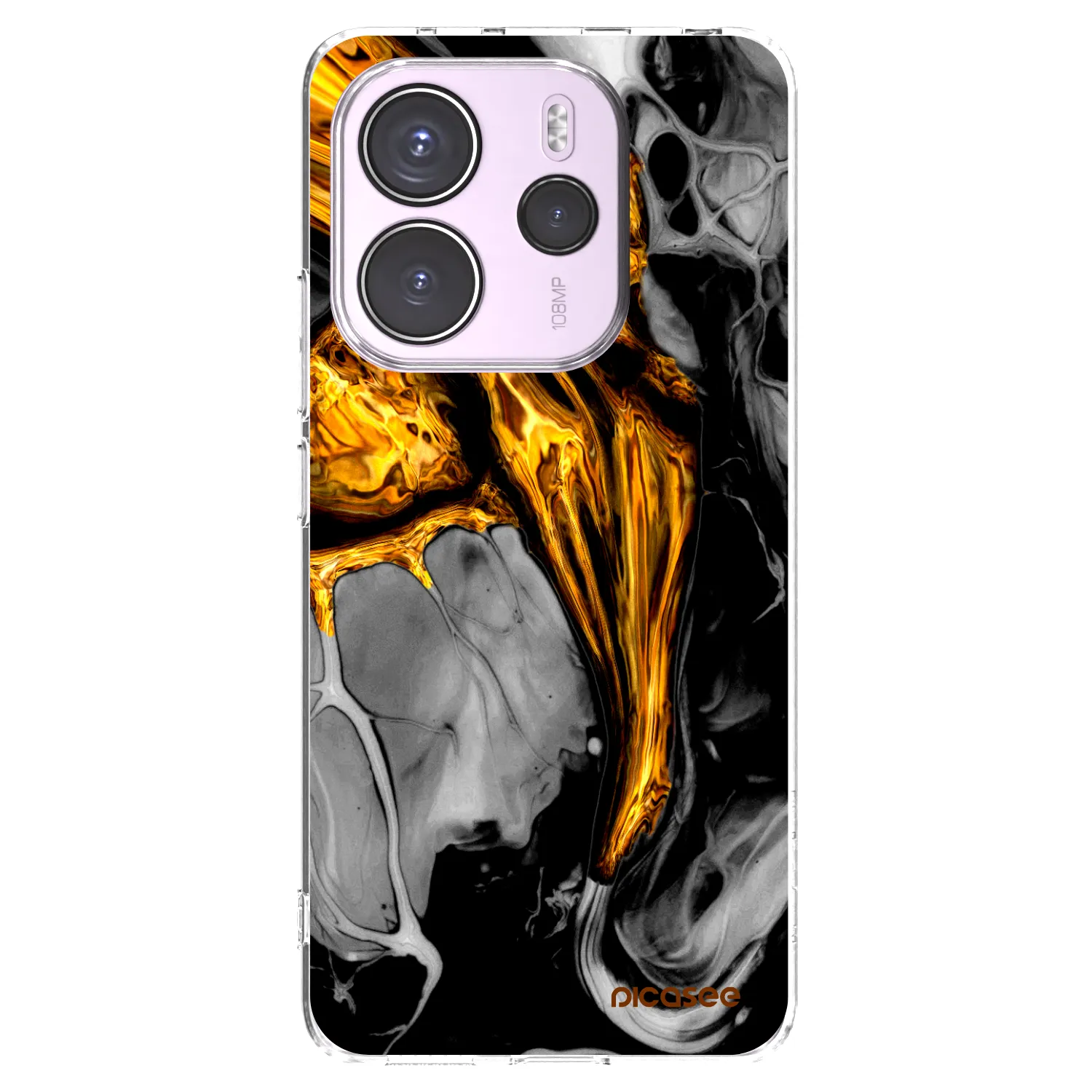 Picasee átlátszó szilikon tok az alábbi mobiltelefonokra Xiaomi Redmi Note 14 4G - Black Gold
