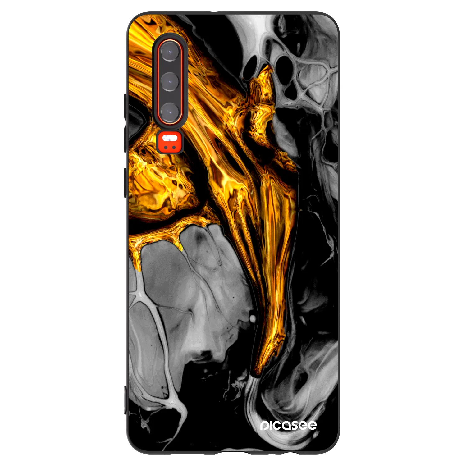 Picasee fekete szilikon tok az alábbi mobiltelefonokra Huawei P30 - Black Gold