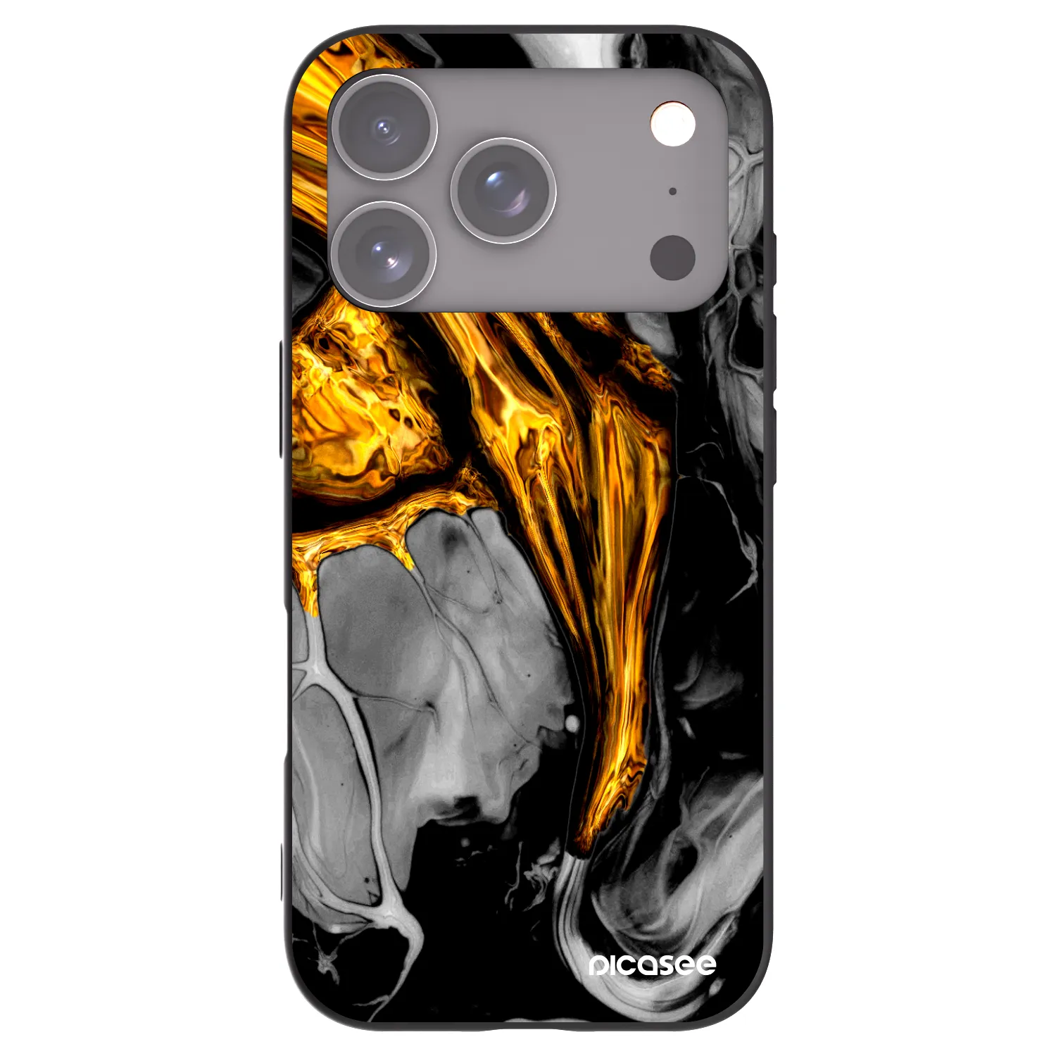 Picasee fekete szilikon tok az alábbi mobiltelefonokra Apple iPhone 17 Pro - Black Gold