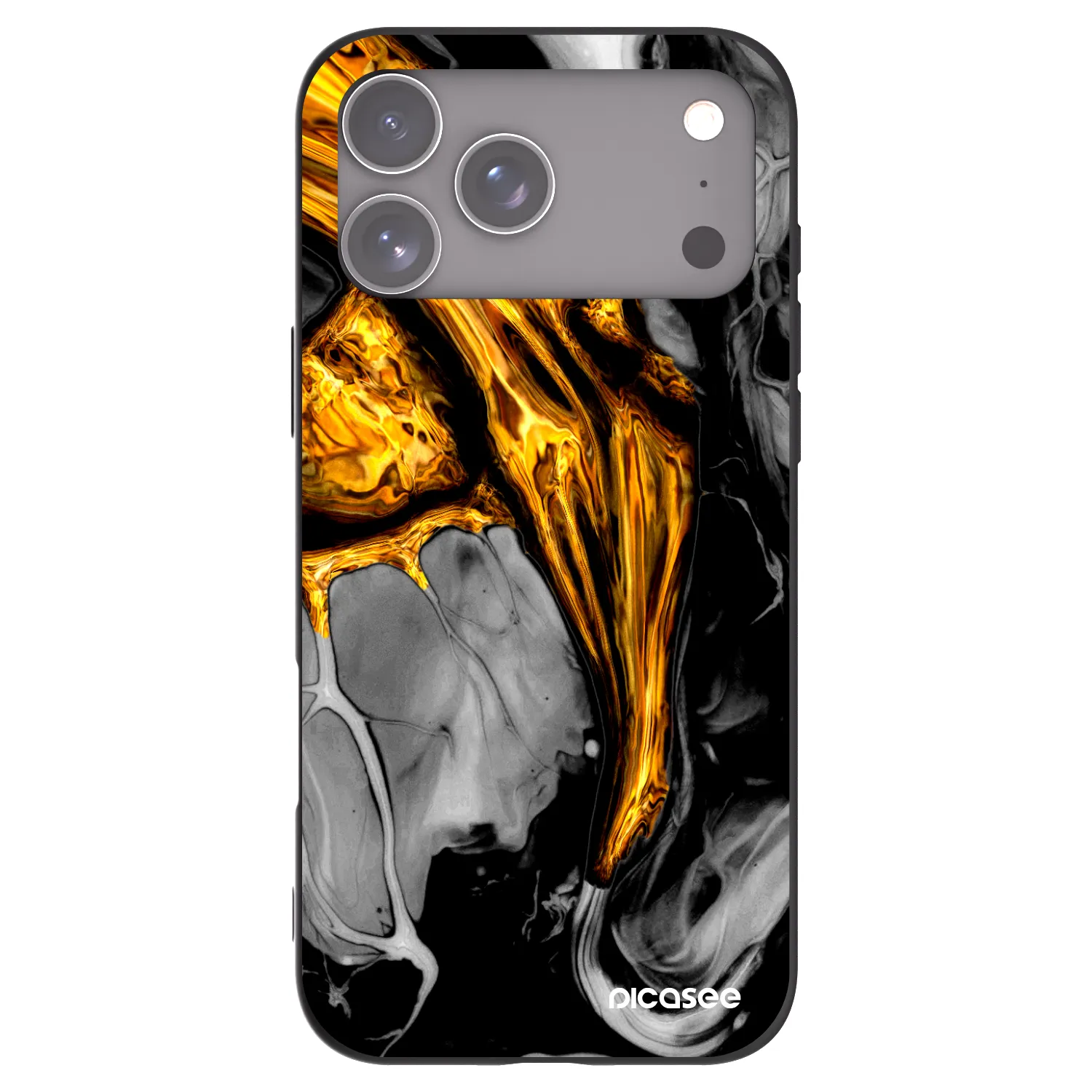 Picasee fekete szilikon tok az alábbi mobiltelefonokra Apple iPhone 17 Pro Max - Black Gold