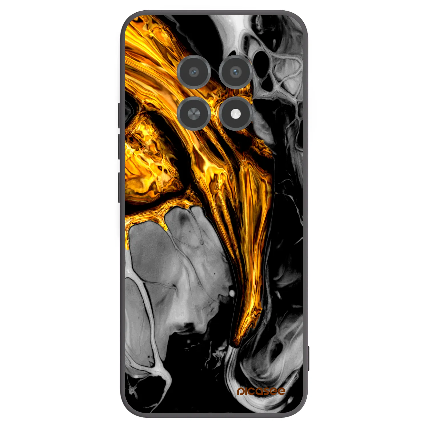 Picasee fekete szilikon tok az alábbi mobiltelefonokra Realme 12X - Black Gold