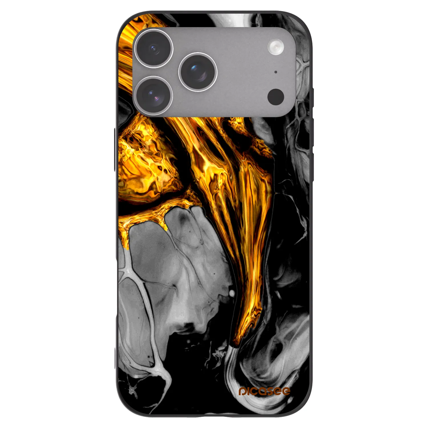 Picasee fekete szilikon tok az alábbi mobiltelefonokra Apple iPhone 18 Pro Max - Black Gold