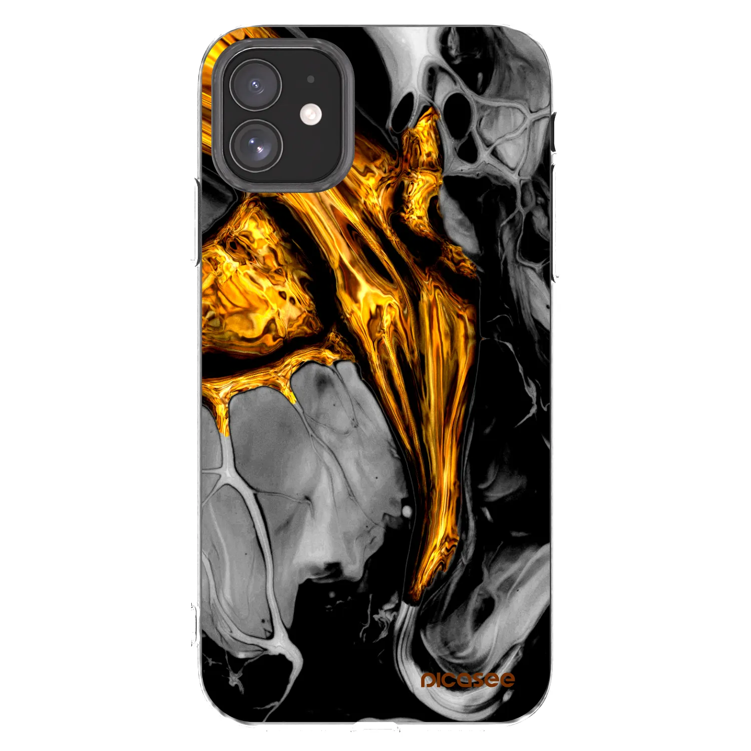 Picasee átlátszó szilikon tok az alábbi mobiltelefonokra Apple iPhone 11 - Black Gold