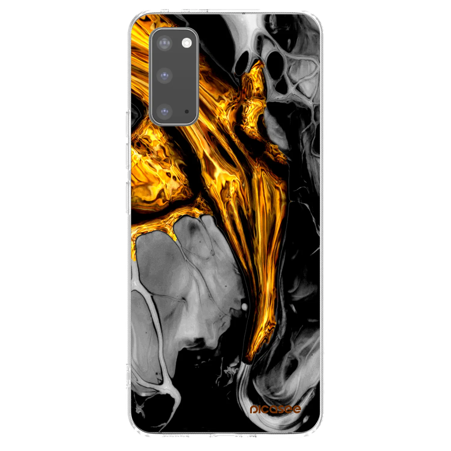 Picasee átlátszó szilikon tok az alábbi mobiltelefonokra Samsung Galaxy S20 G980F - Black Gold