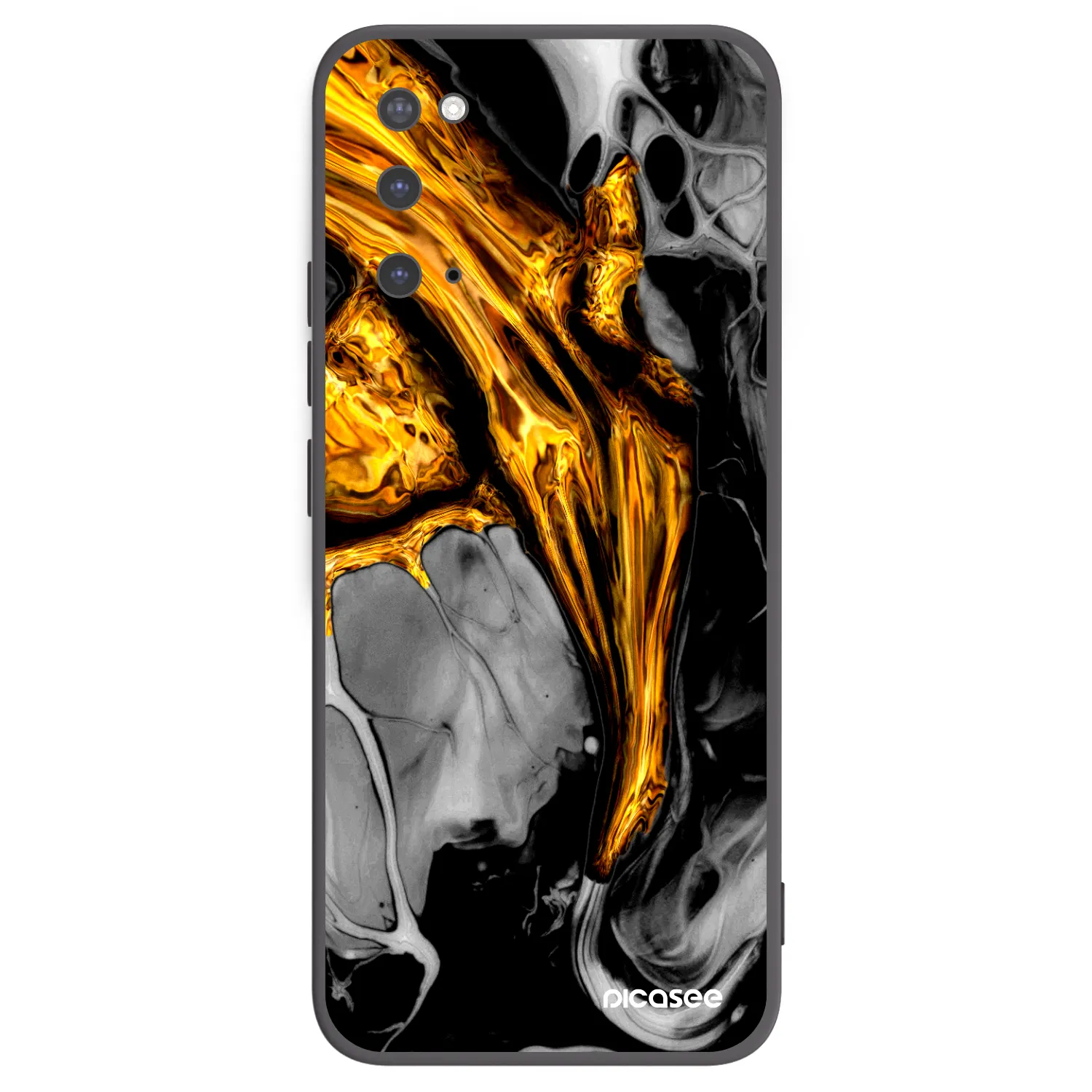 Picasee fekete szilikon tok az alábbi mobiltelefonokra Samsung Galaxy S20 G980F - Black Gold