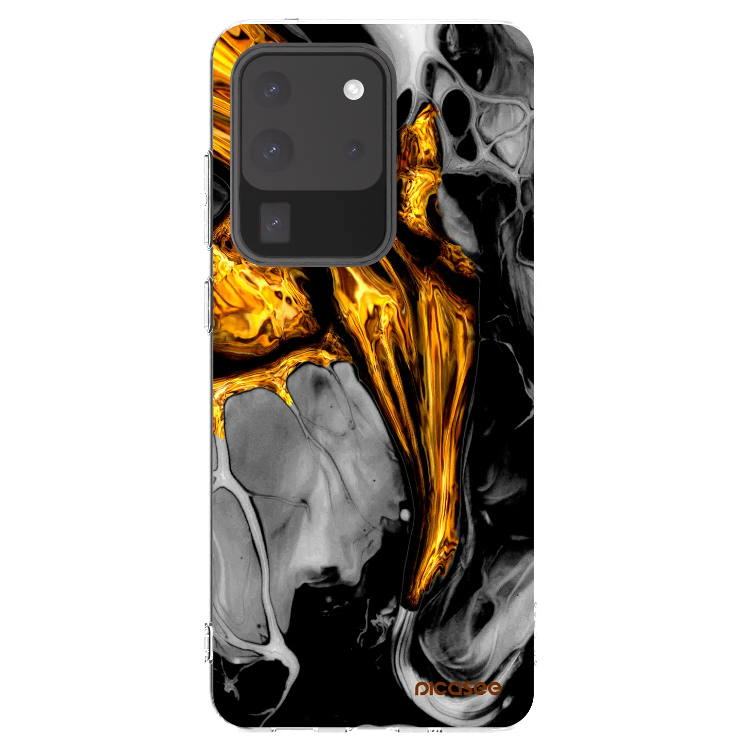 Picasee átlátszó szilikon tok az alábbi mobiltelefonokra Samsung Galaxy S20 Ultra 5G G988F - Black Gold