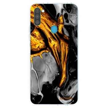 Picasee átlátszó szilikon tok az alábbi mobiltelefonokra Samsung Galaxy M11 - Black Gold