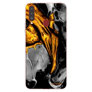 Picasee átlátszó szilikon tok az alábbi mobiltelefonokra Samsung Galaxy A20s - Black Gold