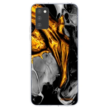 Picasee átlátszó szilikon tok az alábbi mobiltelefonokra Samsung Galaxy A02s A025G - Black Gold