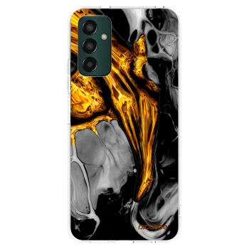 Picasee átlátszó szilikon tok az alábbi mobiltelefonokra Samsung Galaxy M13 M135F - Black Gold