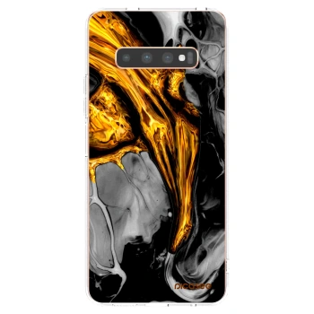 Picasee átlátszó szilikon tok az alábbi mobiltelefonokra Samsung Galaxy S10 Plus G975 - Black Gold