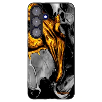 Picasee fekete szilikon tok az alábbi mobiltelefonokra Samsung Galaxy S25 5G - Black Gold