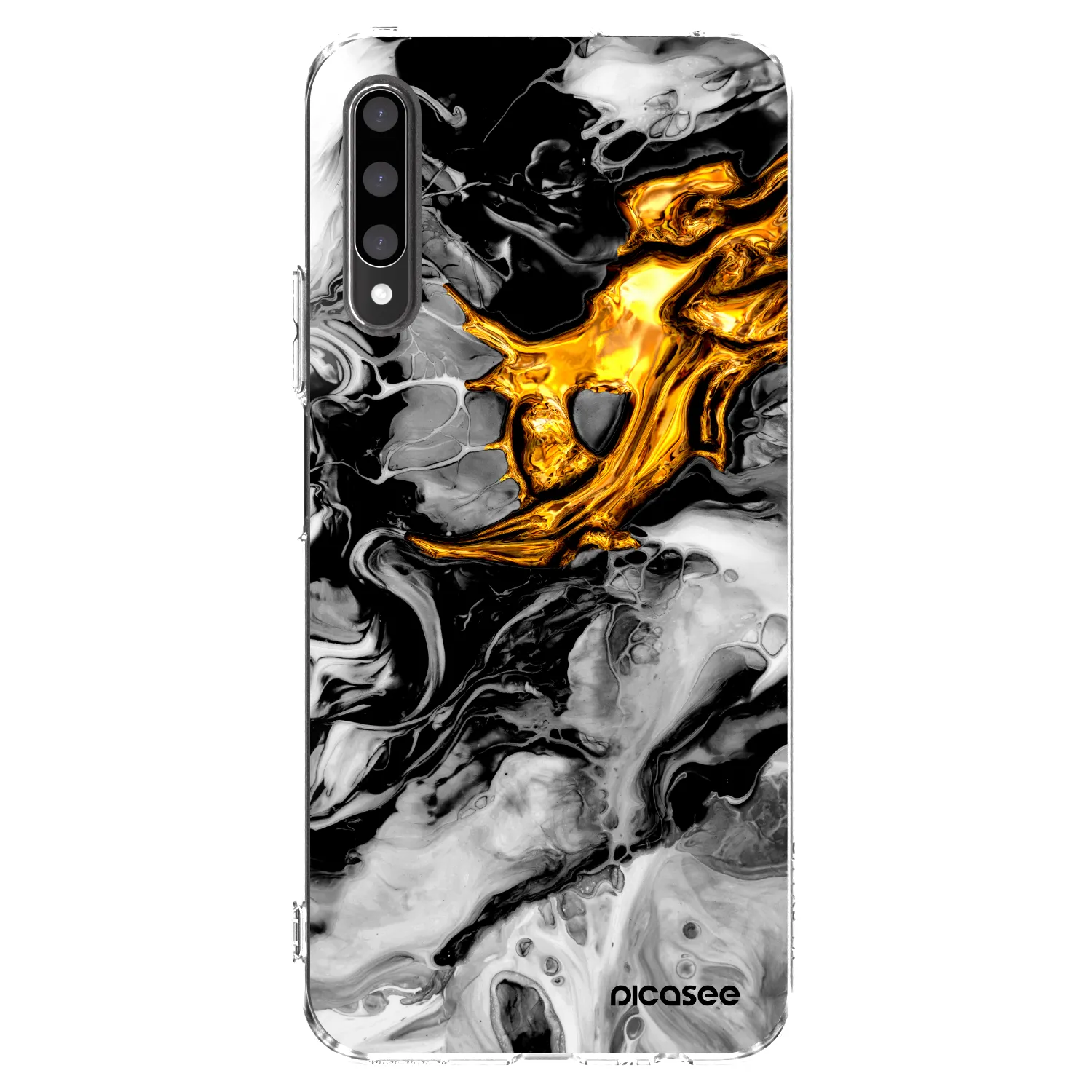Picasee átlátszó szilikon tok az alábbi mobiltelefonokra Honor 9X Pro - Black Gold 2