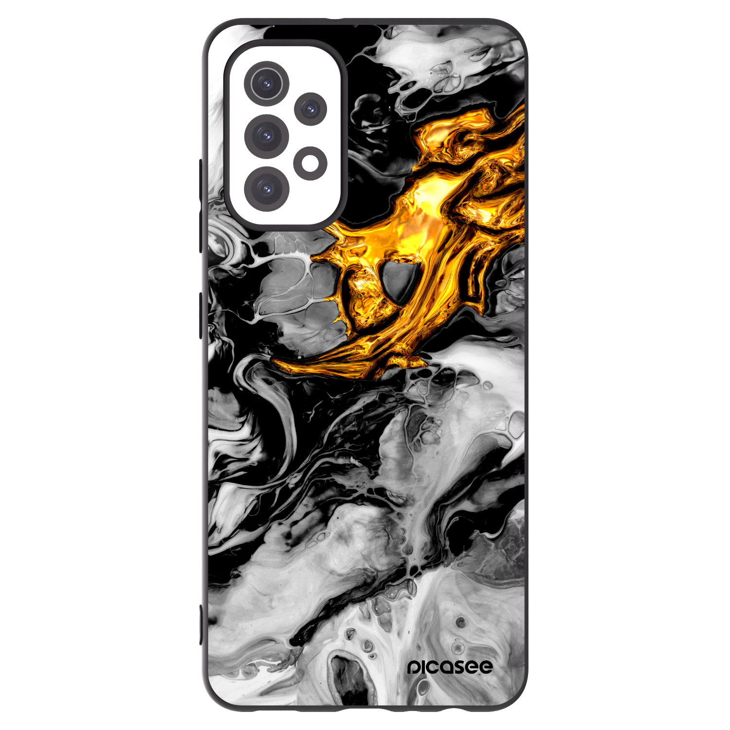 Picasee fekete szilikon tok az alábbi mobiltelefonokra Samsung Galaxy A32 5G A326B - Black Gold 2