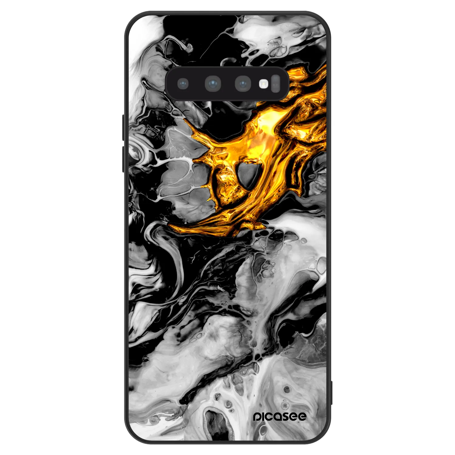 Picasee ULTIMATE CASE Samsung Galaxy S10 G973 - készülékre - Black Gold 2