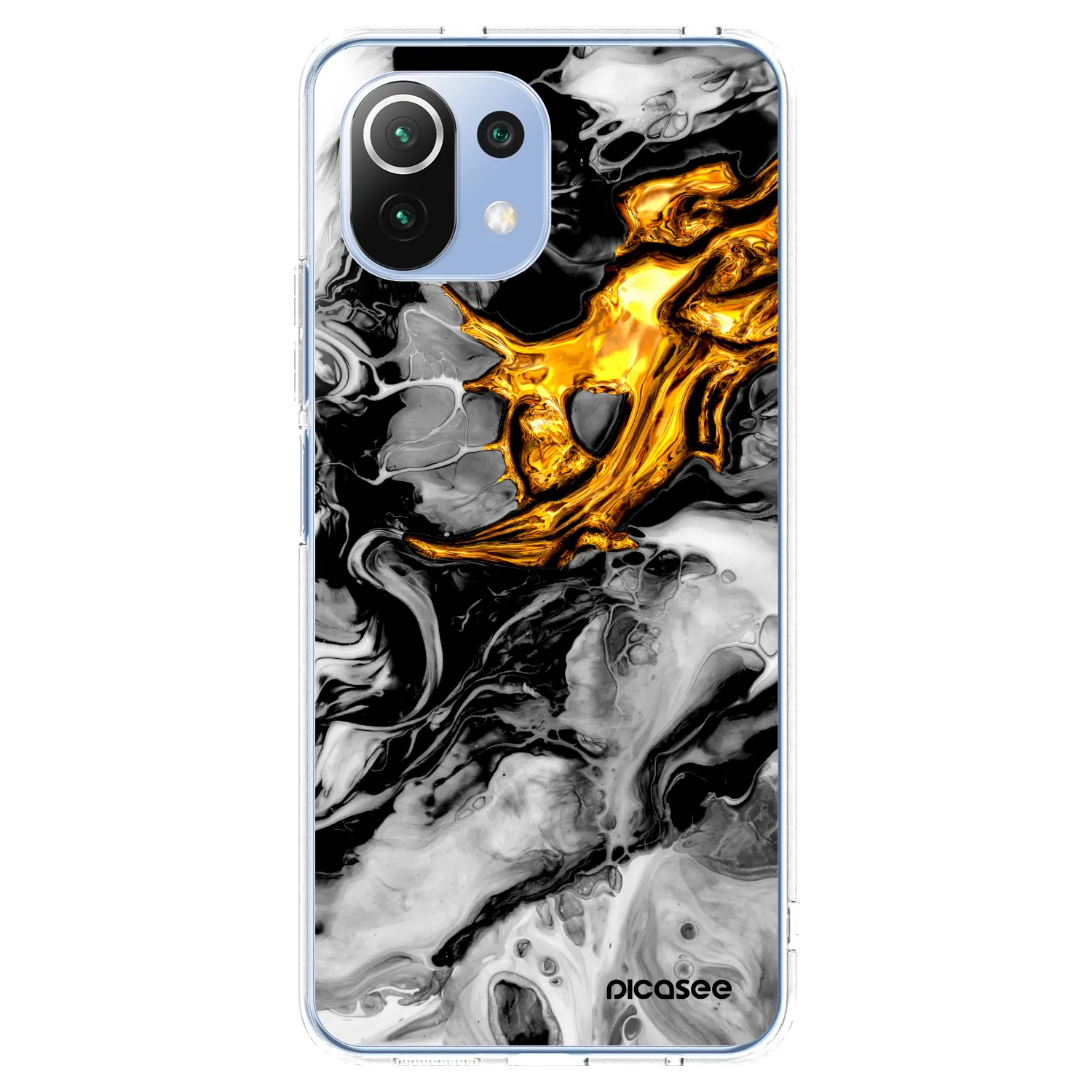 Picasee átlátszó szilikon tok az alábbi mobiltelefonokra Xiaomi Mi 11 Lite - Black Gold 2