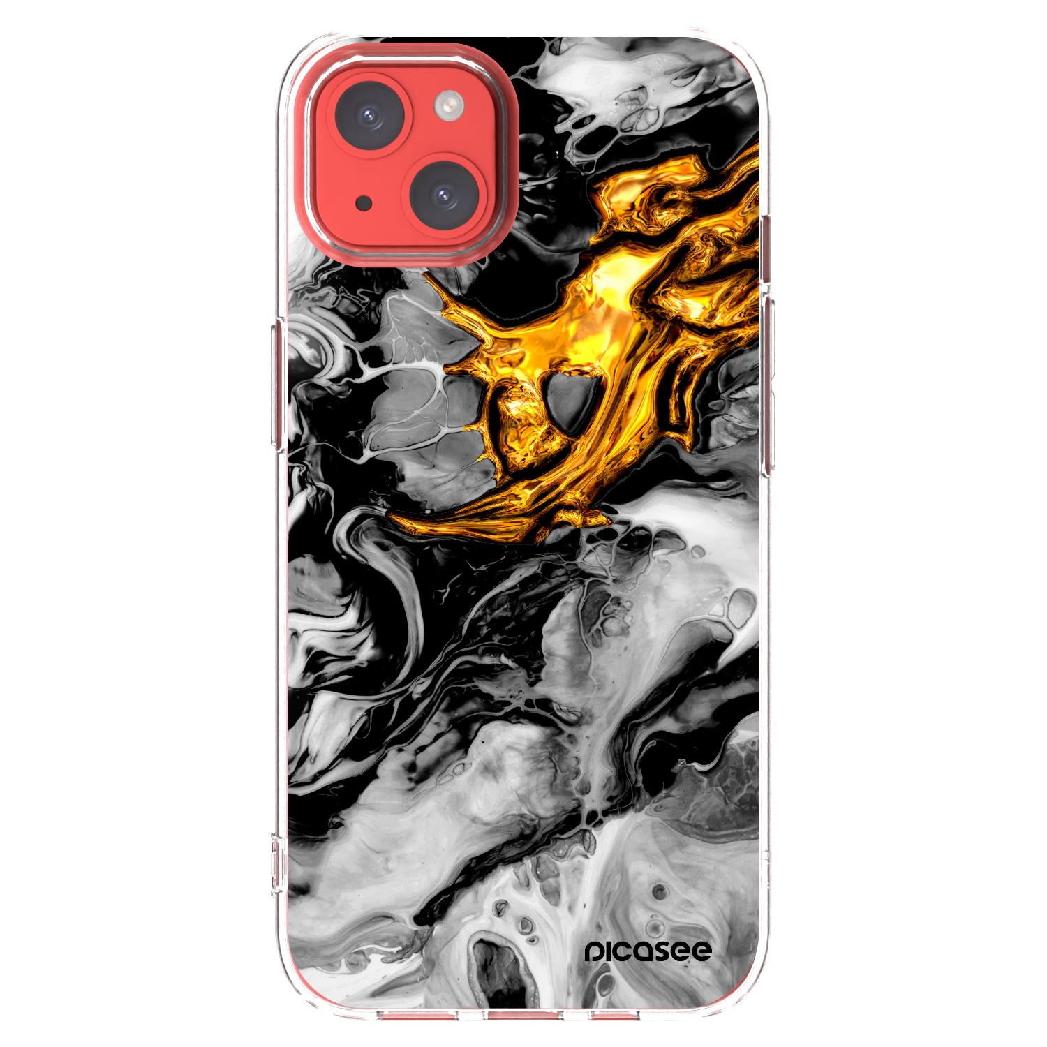 Picasee átlátszó szilikon tok az alábbi mobiltelefonokra Apple iPhone 13 - Black Gold 2