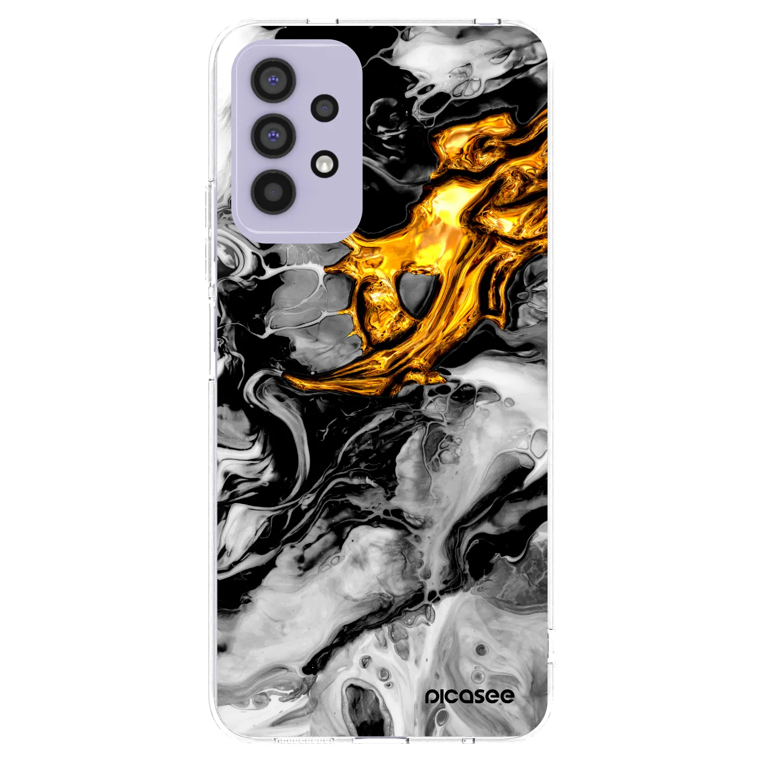 Picasee átlátszó szilikon tok az alábbi mobiltelefonokra Samsung Galaxy A32 4G SM-A325F - Black Gold 2