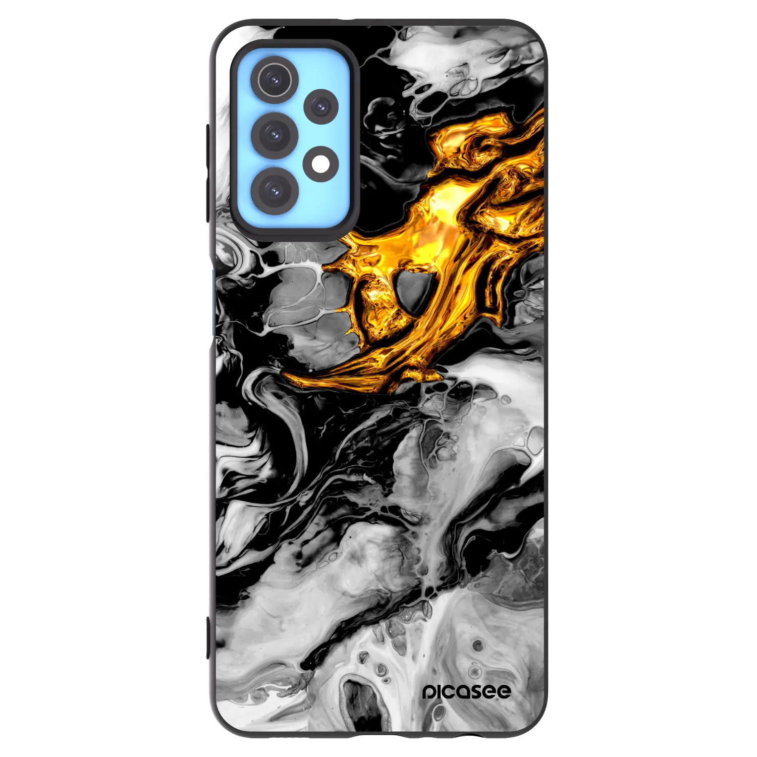 Picasee fekete szilikon tok az alábbi mobiltelefonokra Samsung Galaxy A32 4G SM-A325F - Black Gold 2