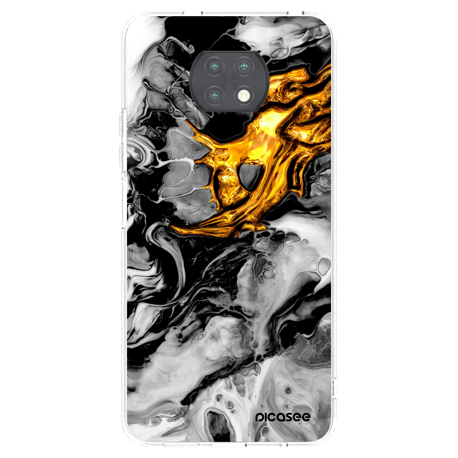 Picasee átlátszó szilikon tok az alábbi mobiltelefonokra Xiaomi Redmi Note 9T - Black Gold 2