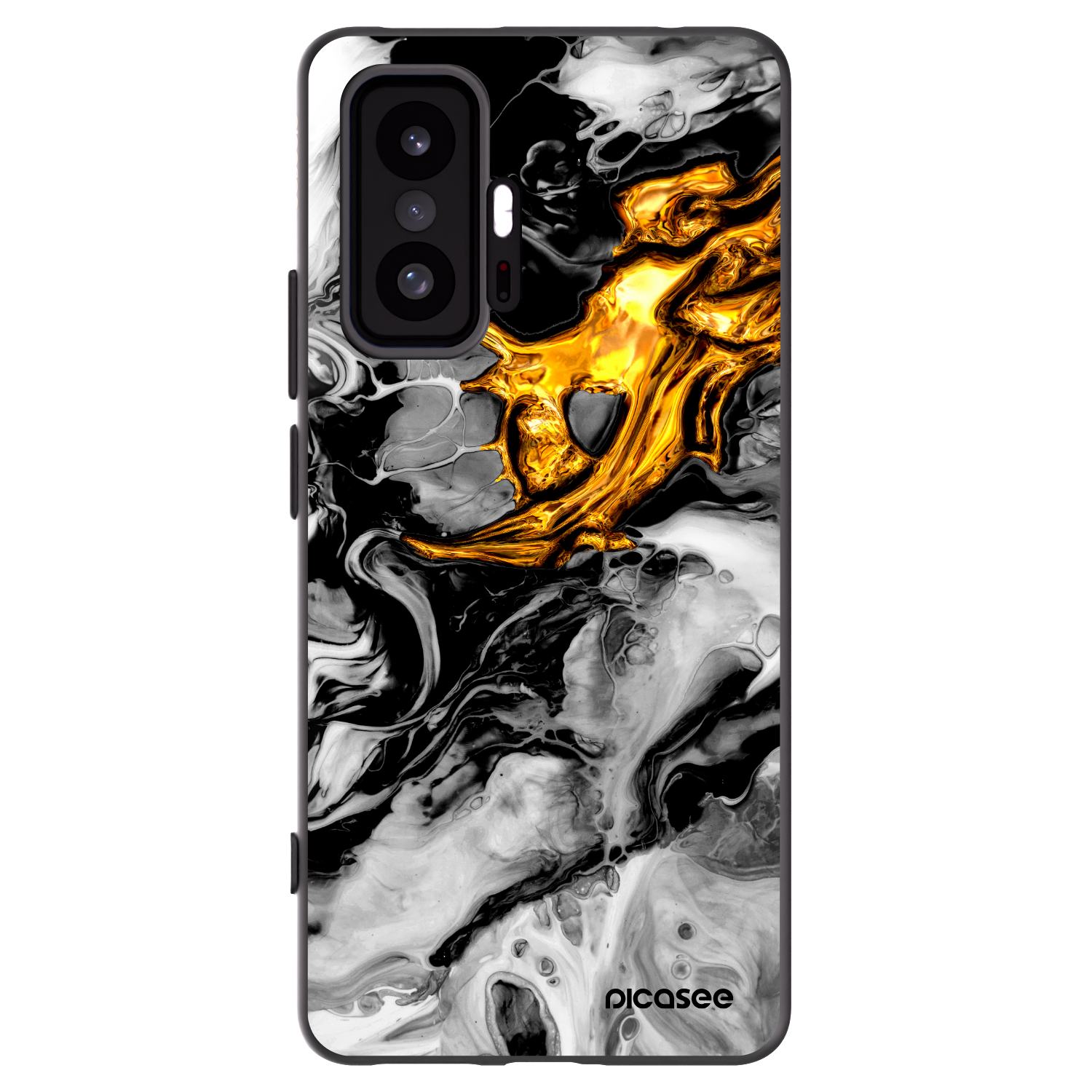 Picasee fekete szilikon tok az alábbi mobiltelefonokra Xiaomi 11T Pro - Black Gold 2