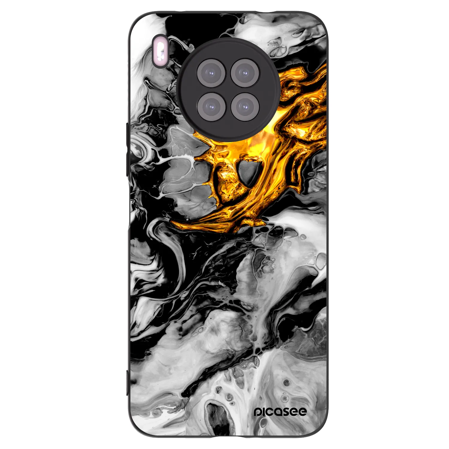 Picasee fekete szilikon tok az alábbi mobiltelefonokra Huawei Nova 8i - Black Gold 2