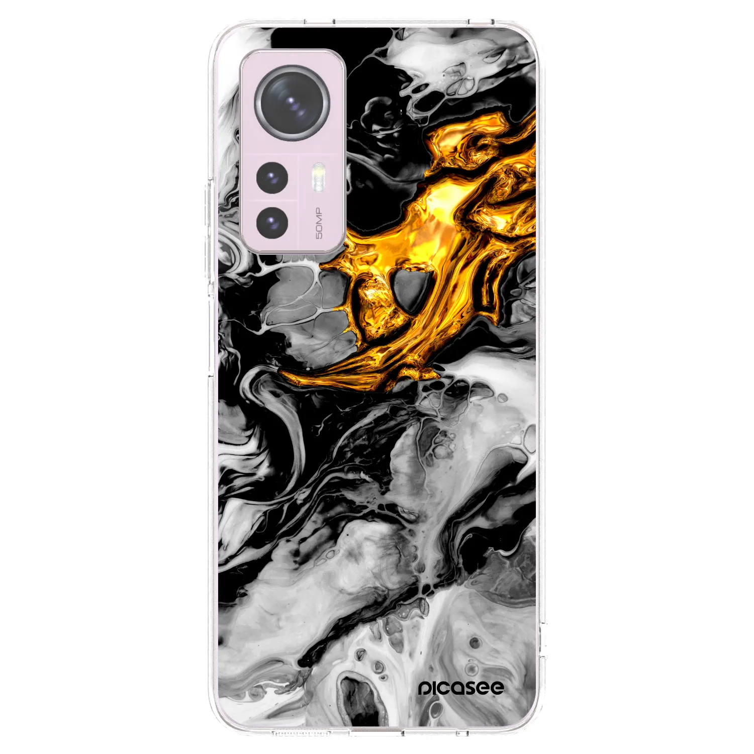 Picasee átlátszó szilikon tok az alábbi mobiltelefonokra Xiaomi 12 - Black Gold 2