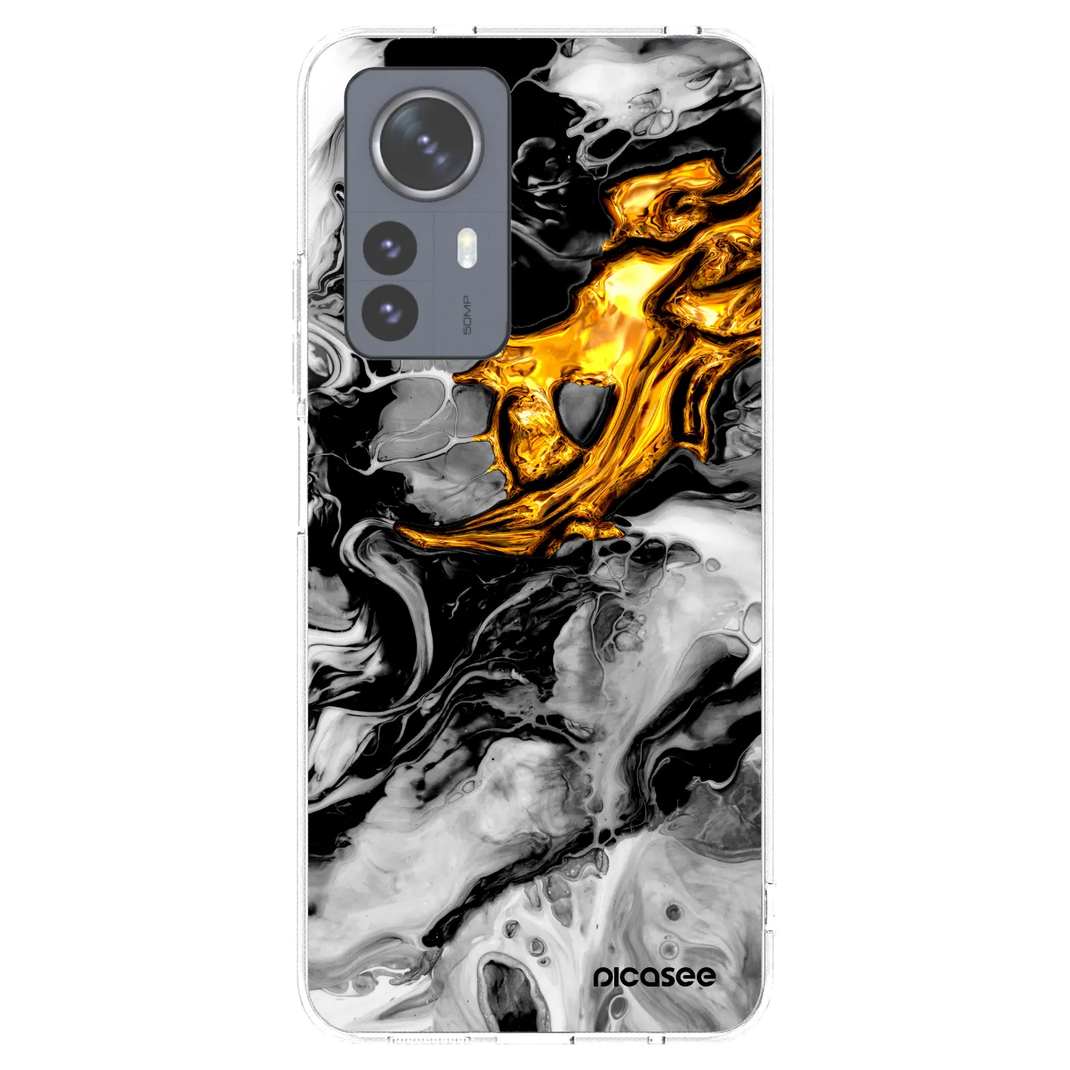 Picasee átlátszó szilikon tok az alábbi mobiltelefonokra Xiaomi 12 Pro - Black Gold 2