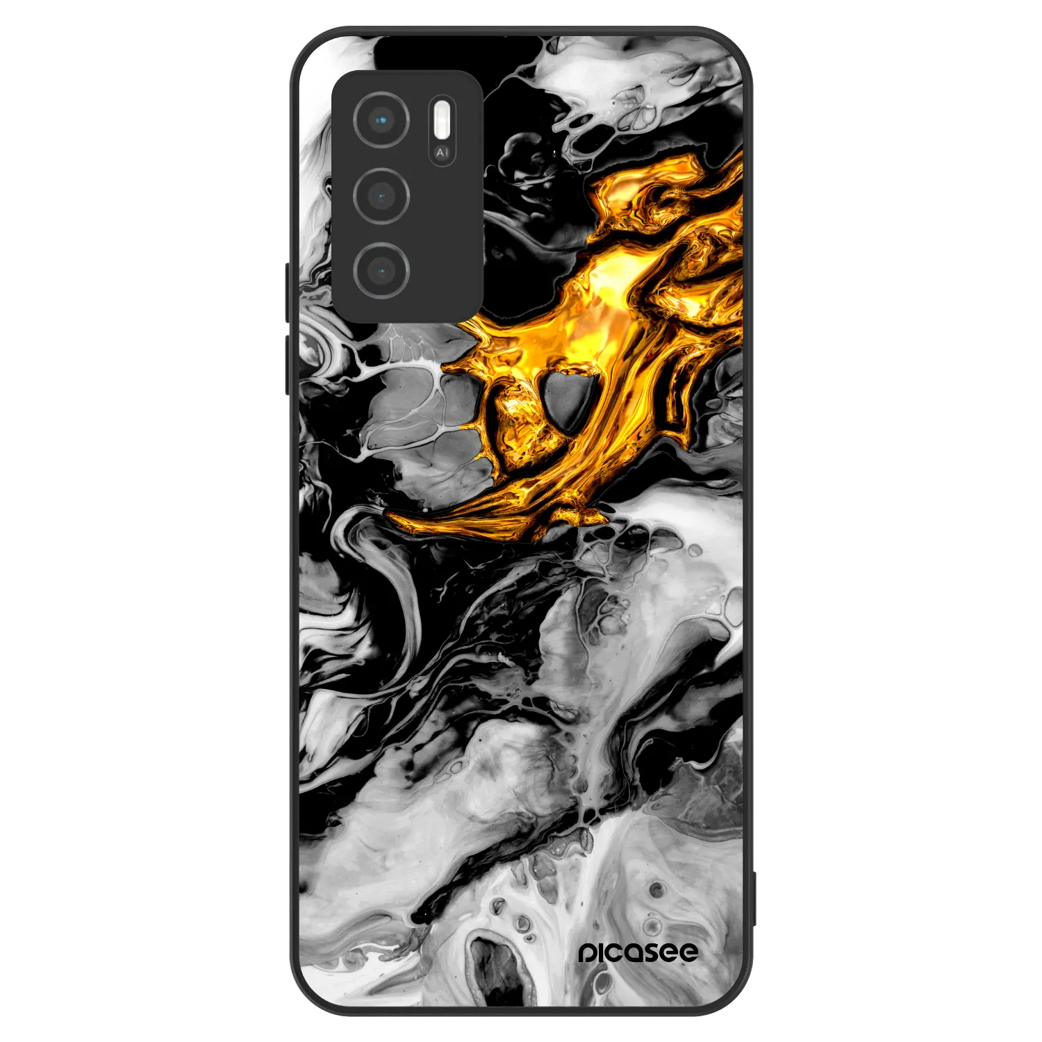 Picasee ULTIMATE CASE OPPO A16s - készülékre - Black Gold 2