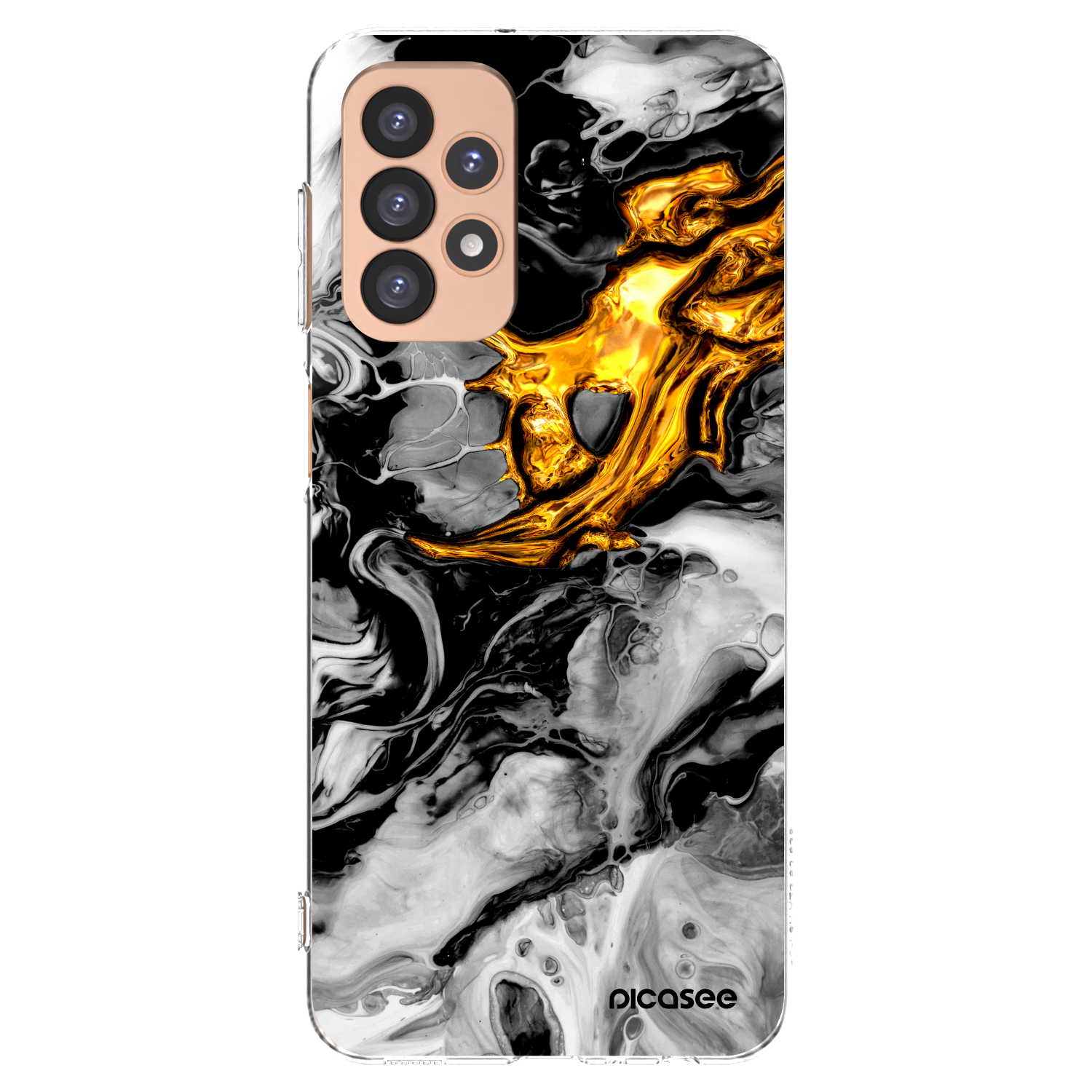 Picasee átlátszó szilikon tok az alábbi mobiltelefonokra Samsung Galaxy A23 A236B 5G - Black Gold 2